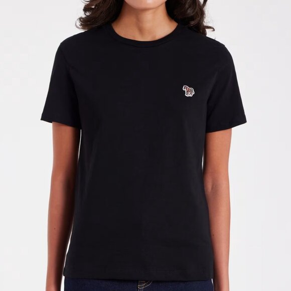 🌟PS PAUL SMITH🌟 SHORT SLEEVE CREW NECK ZEBRA LOGO COTTON T SHIRT BLACK SZ M - Picture 1 of 6